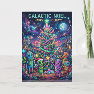 Tarjeta de Navidad alienígena de Galactic Noel