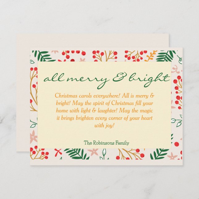Tarjeta de Navidad All Merry & Bright (Anverso / Reverso)