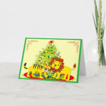 Tarjeta de Navidad Amorosa de León y Tigre