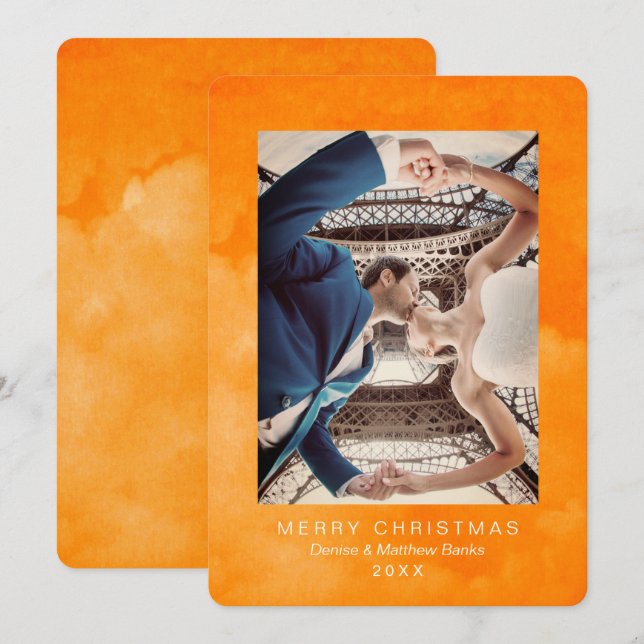 Tarjeta de Navidad anaranjada pelirroja del (Anverso / Reverso)