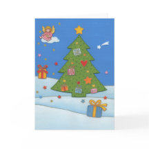 Tarjeta de navidad ángel en nube