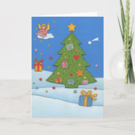 Tarjeta de navidad ángel en nube