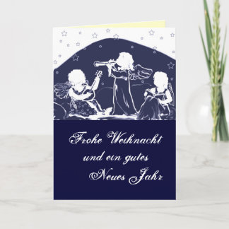 Tarjeta de navidad: Ángeles musizieren azul