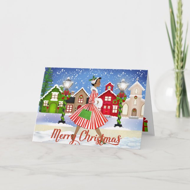 Tarjeta de Navidad antigua afroamericana (Anverso)