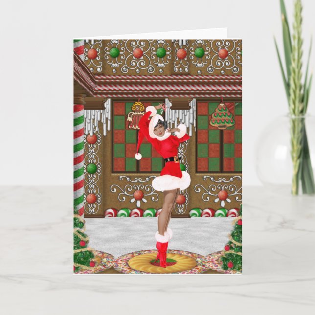 Tarjeta de Navidad antigua afroamericana (Anverso)