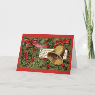 Tarjeta de Navidad antigua con campana