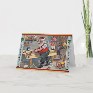 Tarjeta de Navidad antigua con Santa Claus