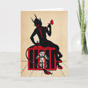 Tarjeta de Navidad antigua de Krampus