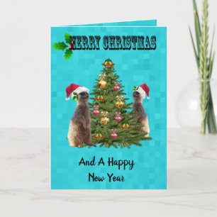 Tarjeta de Navidad Aqua Blue Meerkat,