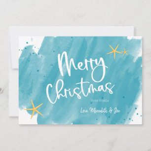 Tarjeta de navidad Aqua Tropical Verde azulada de