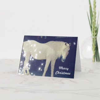 Tarjeta de Navidad árabe blanca del caballo