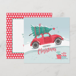 Tarjeta de Navidad Árbol de Navidad Cochecito Rojo