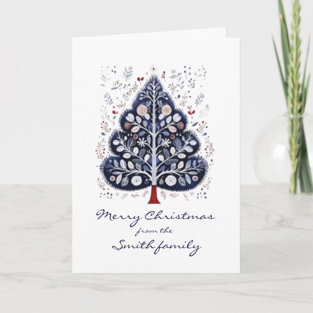 Tarjeta de Navidad - Árbol de Navidad Escandinavo (Anverso)