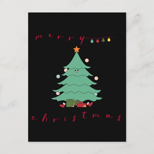 Tarjeta de Navidad | Árbol de Navidad Kawaii (Anverso)