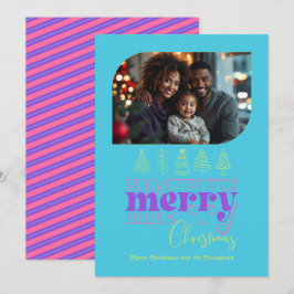 Tarjeta de Navidad Árbol Doodle Moderno Retro Foto