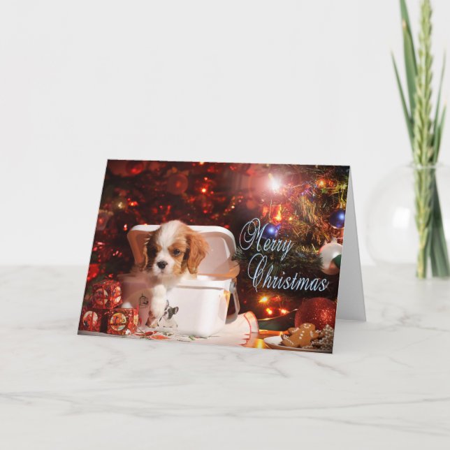 Tarjeta de Navidad arrogante del perrito (Anverso)