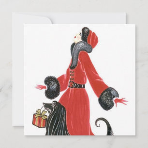 Tarjeta de navidad Art deco retro vintage
