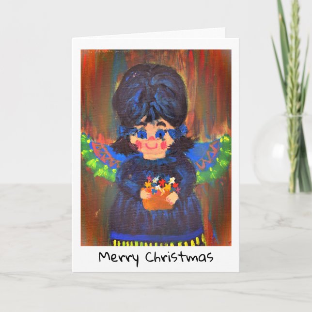 Tarjeta de Navidad - Arte Infantil - Ángel (Anverso)