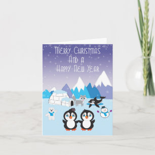 Tarjeta de Navidad ártica de los amigos del