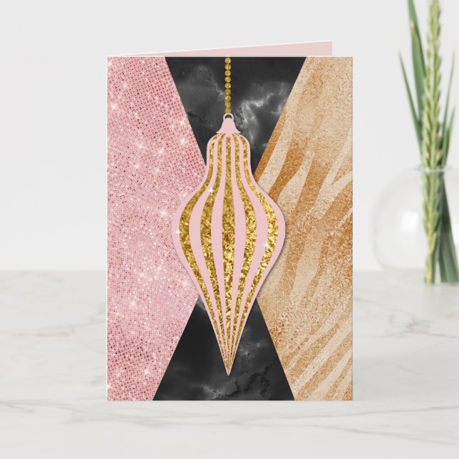 Tarjeta de Navidad atractiva moderna del ornamento (Anverso)