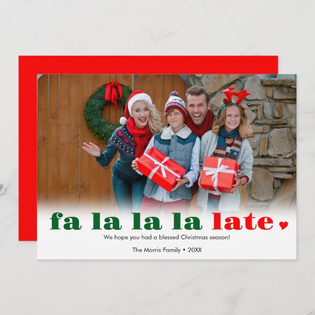 Tarjeta de Navidad atrasada Fa la la (Anverso / Reverso)