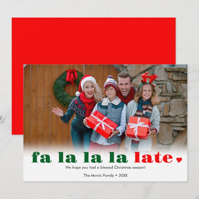 Tarjeta de Navidad atrasada Fa la la late (Anverso / Reverso)