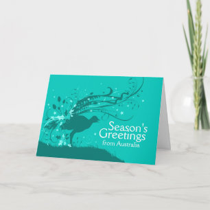 Tarjeta de Navidad australiana con ave lira gráfic