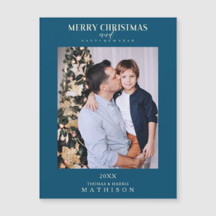 Tarjeta de Navidad Azul Moderna y Sofisticada para
