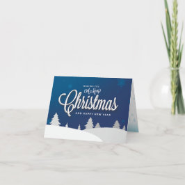 Tarjeta de Navidad azul vintage plegable