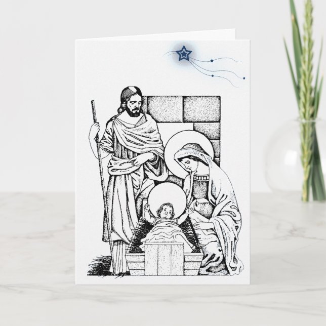 Tarjeta de Navidad azul y blanca alemana de la (Anverso)