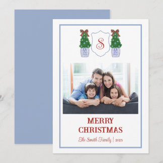 Tarjeta de Navidad Azul y Blanco Chinoiserie
