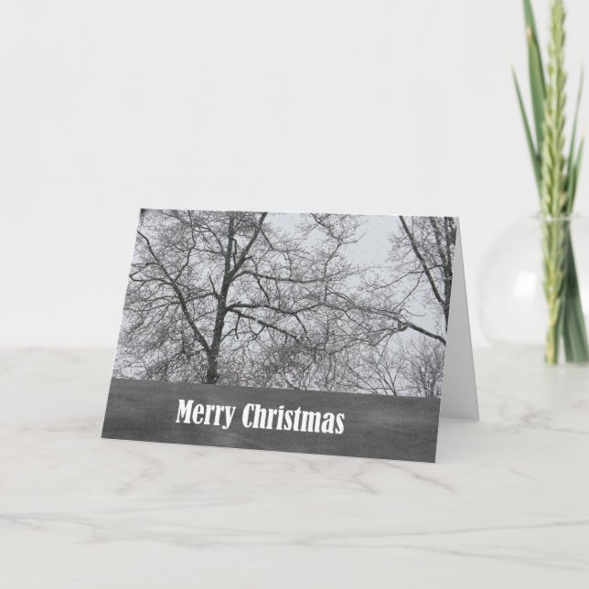 Tarjeta de Navidad Black and White Merry (Anverso)