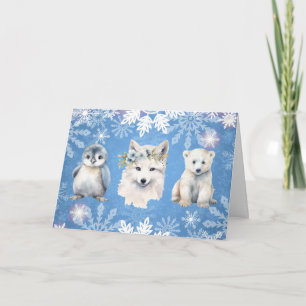 Tarjeta de Navidad Blanca Ártica Plegada