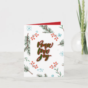 Tarjeta de Navidad Blanca con Acebo y Nieve