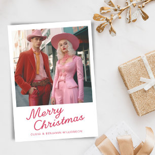 Tarjeta de Navidad Blanca con Foto y Letra Moderna