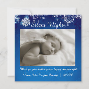 Tarjeta de navidad blanca cuadrada de noche silenc