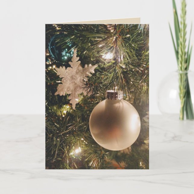 Tarjeta de Navidad blanca del ornamento (Anverso)