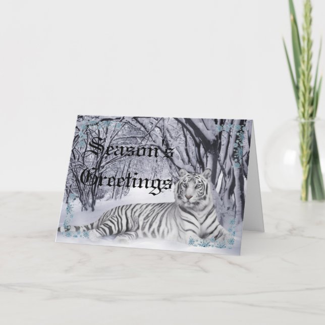 Tarjeta de Navidad blanca del tigre (Anverso)