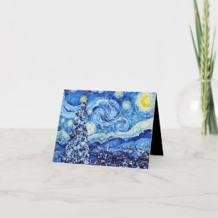Tarjeta de Navidad Blanca - Van Gogh - La Noche Es