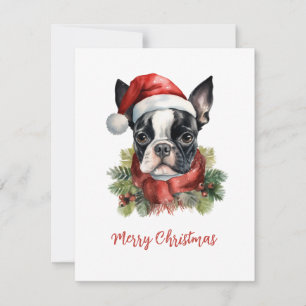 Tarjeta de Navidad Boston Terrier Merry