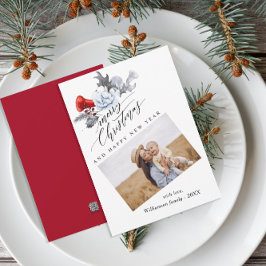 Tarjeta de Navidad Botánica Acuarela