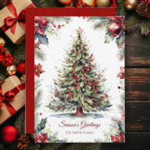 Tarjeta de Navidad botánica de árbol de Navidad vi