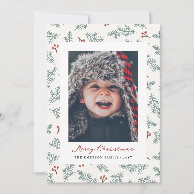 Tarjeta de Navidad Botánica de Bayas (Anverso)