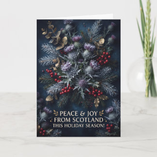 Tarjeta de Navidad botánica de invierno escocesa