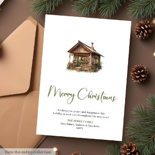 Tarjeta de Navidad Botánica Escandinava Acogedora