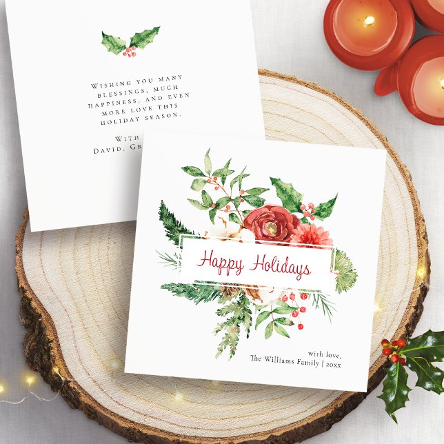 Tarjeta de Navidad Botánica Felices Fiestas (Happy Holidays Botanical Christmas Card
)