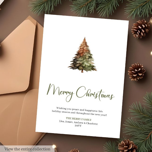 Tarjeta de Navidad botánica imprimible (Merry Christmas Botanical Printable Christmas Card

)