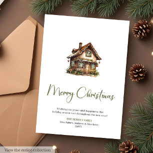 Tarjeta de Navidad Botánica Imprimible Vintage