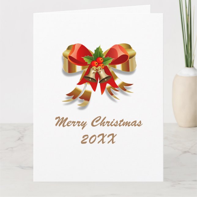Tarjeta de Navidad Bows and Bells (Anverso)