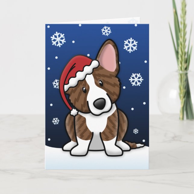 Tarjeta de Navidad Brindle del Corgi Galés de la (Anverso)